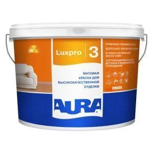 Краска в/д высокоукрывистая "AURA LUXPRO 3" основа TR 2,5л  тонируется по ESKAROCOLOR